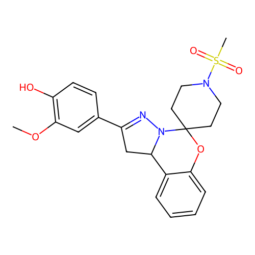 (4Z)-2-methoxy-4-(1'-methylsulfonylspiro[3,10b-dihydro-1H-pyrazolo[1,5-c][1,3]benzoxazine-5,4'-piperidine]-2-ylidene)cyclohexa-2,5-dien-1-one structure