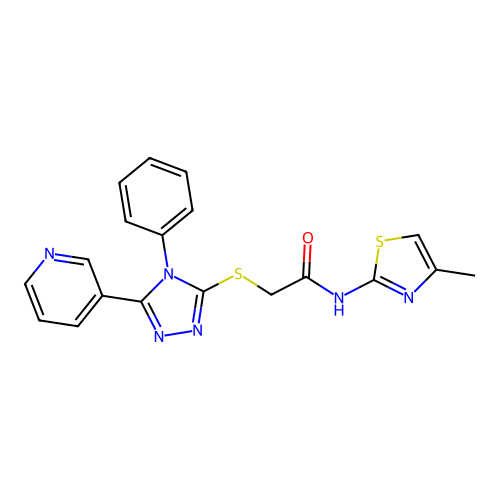 N-(4-methyl-1,3-thiazol-2-yl)-2-[(4-phenyl-5-pyridin-3-yl-1,2,4-triazol-3-yl)sulfanyl]acetamide structure