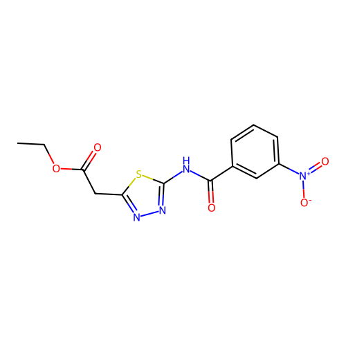 ethyl 2-(5-(3-nitrobenzamido)-1,3,4-thiadiazol-2-yl)acetate structure