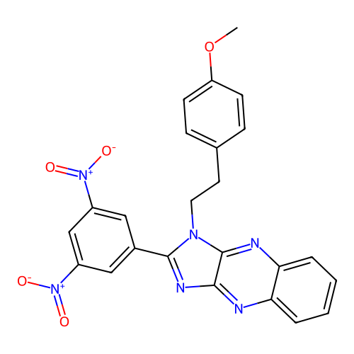 2-(3,5-dinitrophenyl)-1-(4-methoxyphenethyl)-1H-imidazo[4,5-b]quinoxaline structure