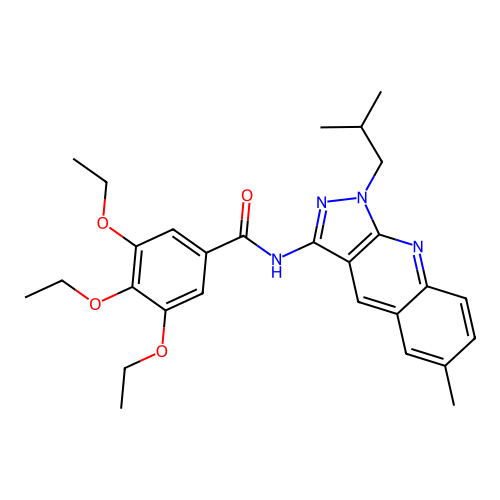 3,4,5-triethoxy-N-(1-isobutyl-6-methyl-1H-pyrazolo[3,4-b]quinolin-3-yl)benzamide structure