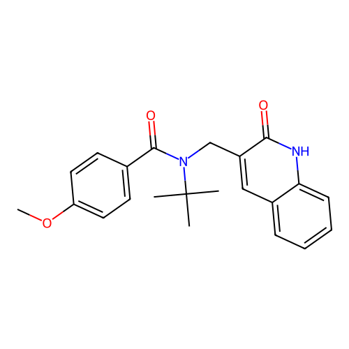 N-tert-butyl-4-methoxy-N-[(2-oxo-1H-quinolin-3-yl)methyl]benzamide structure