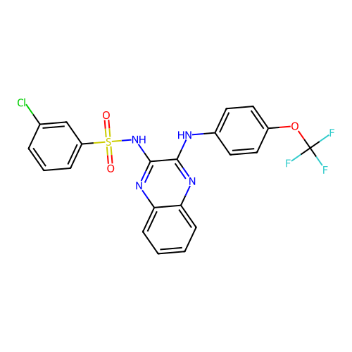 3-chloro-N-(3-{[4-(trifluoromethoxy)phenyl]amino}quinoxalin-2-yl)benzenesulfonamide structure