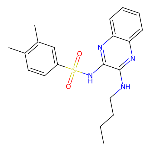 N-(3-(butylamino)quinoxalin-2-yl)-3,4-dimethylbenzenesulfonamide structure