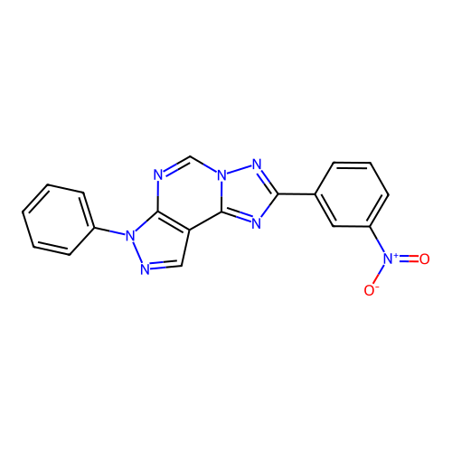 2-(3-nitrophenyl)-7-phenyl-7H-pyrazolo[4,3-e][1,2,4]triazolo[1,5-c]pyrimidine structure