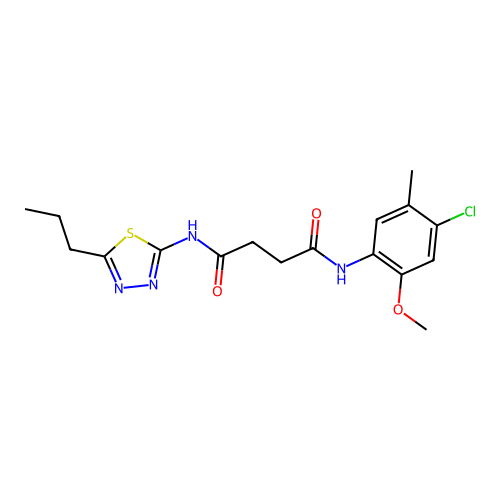 N-(4-chloro-2-methoxy-5-methylphenyl)-N'-(5-propyl-1,3,4-thiadiazol-2-yl)butanediamide structure