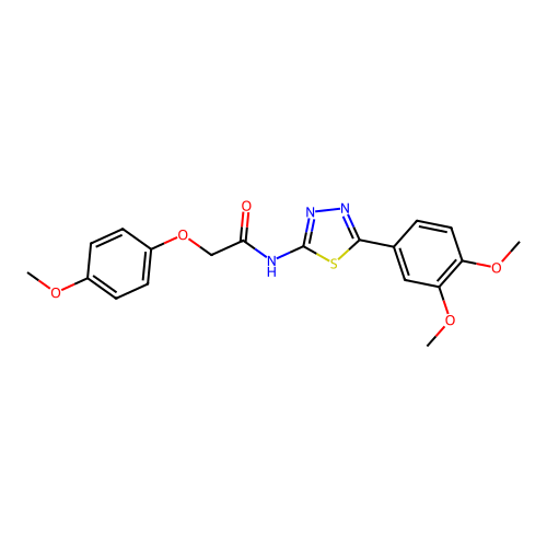 N-(5-(3,4-dimethoxyphenyl)-1,3,4-thiadiazol-2-yl)-2-(4-methoxyphenoxy)acetamide structure