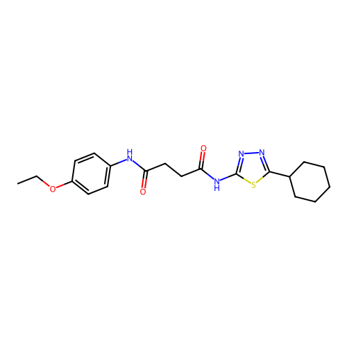 N'-(5-cyclohexyl-1,3,4-thiadiazol-2-yl)-N-(4-ethoxyphenyl)butanediamide structure