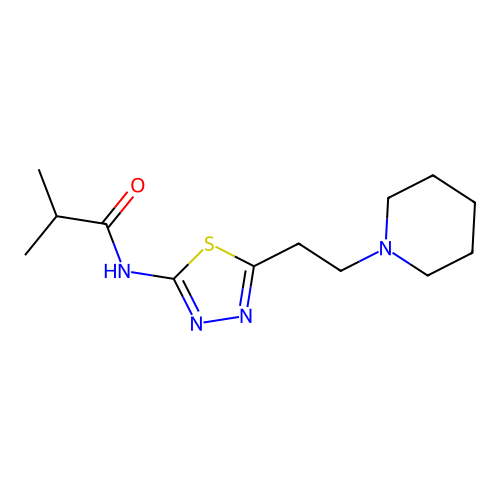 N-[5-(2-Piperidin-1-yl-ethyl)-[1,3,4]thiadiazol-2-yl]-isobutyramide structure