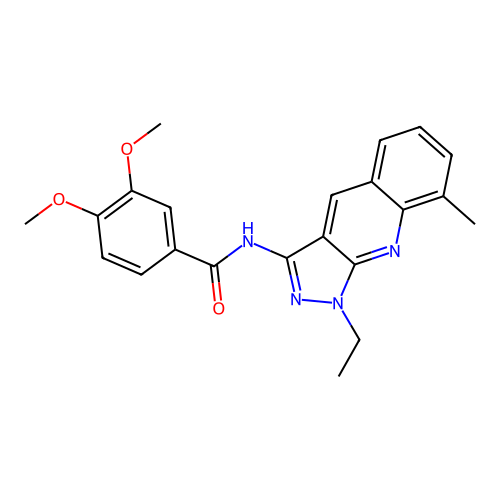 N-(1-ethyl-8-methylpyrazolo[3,4-b]quinolin-3-yl)-3,4-dimethoxybenzamide structure