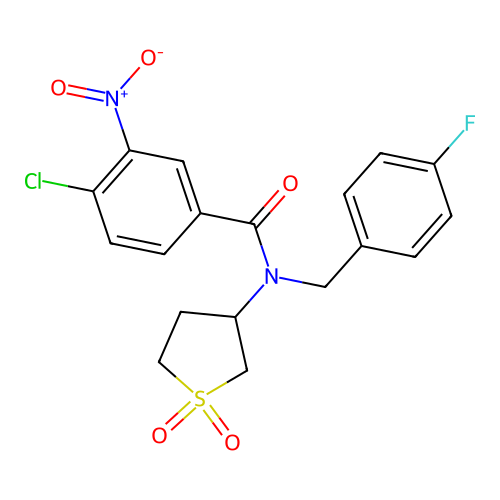 4-chloro-N-(1,1-dioxidotetrahydrothiophen-3-yl)-N-(4-fluorobenzyl)-3-nitrobenzamide structure