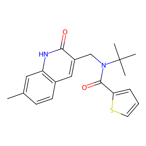 N-(tert-butyl)-N-((2-hydroxy-7-methylquinolin-3-yl)methyl)thiophene-2-carboxamide structure