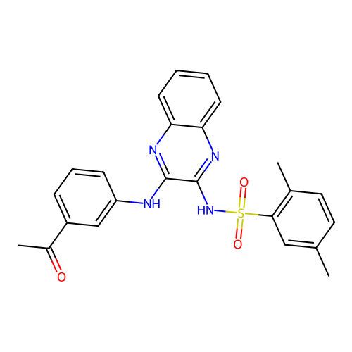 N-(3-((3-acetylphenyl)amino)quinoxalin-2-yl)-2,5-dimethylbenzenesulfonamide structure
