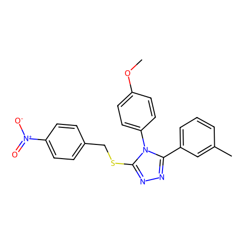 4-(4-methoxyphenyl)-3-(3-methylphenyl)-5-[(4-nitrophenyl)methylsulfanyl]-1,2,4-triazole structure