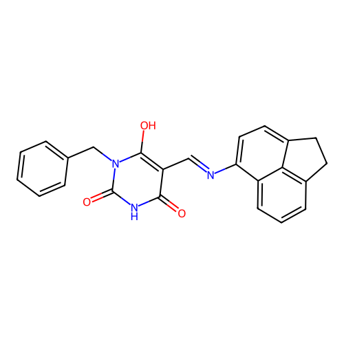 1-benzyl-5-[(1,2-dihydroacenaphthylen-5-ylamino)methylidene]-1,3-diazinane-2,4,6-trione structure