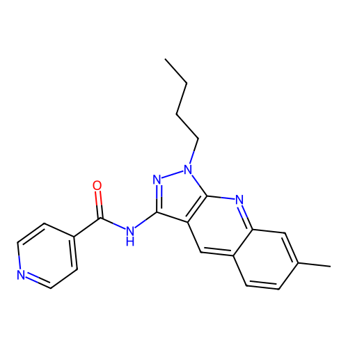 N-(1-butyl-7-methylpyrazolo[3,4-b]quinolin-3-yl)pyridine-4-carboxamide structure