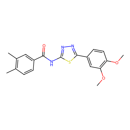 N-(5-(3,4-dimethoxyphenyl)-1,3,4-thiadiazol-2-yl)-3,4-dimethylbenzamide structure