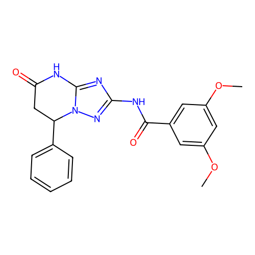 3,5-dimethoxy-N-(5-oxo-7-phenyl-3,5,6,7-tetrahydro[1,2,4]triazolo[1,5-a]pyrimidin-2-yl)benzamide structure