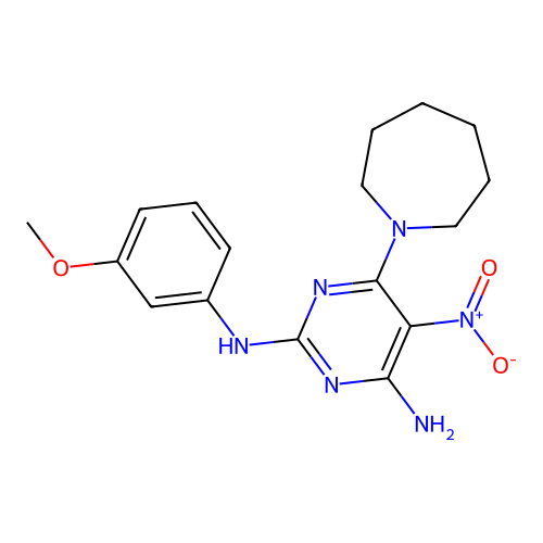 6-(azepan-1-yl)-N~2~-(3-methoxyphenyl)-5-nitropyrimidine-2,4-diamine structure