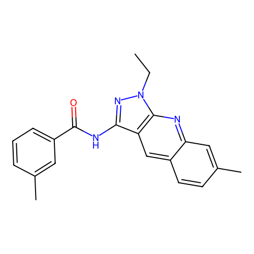 N-(1-ethyl-7-methylpyrazolo[3,4-b]quinolin-3-yl)-3-methylbenzamide structure
