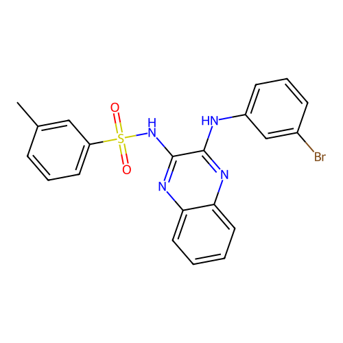 N-(3-((3-bromophenyl)amino)quinoxalin-2-yl)-3-methylbenzenesulfonamide structure