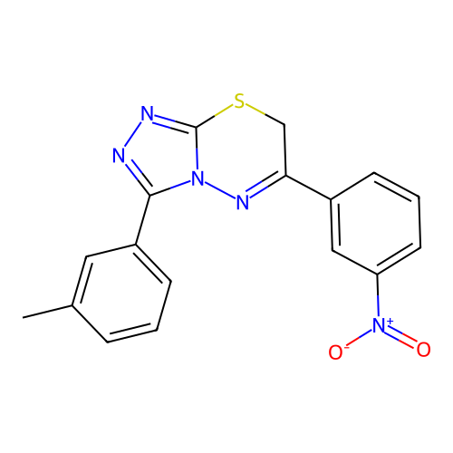 3-(3-methylphenyl)-6-(3-nitrophenyl)-7H-[1,2,4]triazolo[3,4-b][1,3,4]thiadiazine structure