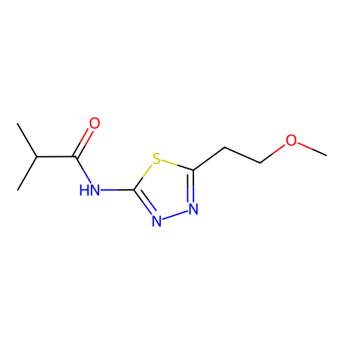 N-[5-(2-Methoxy-ethyl)-[1,3,4]thiadiazol-2-yl]-isobutyramide structure
