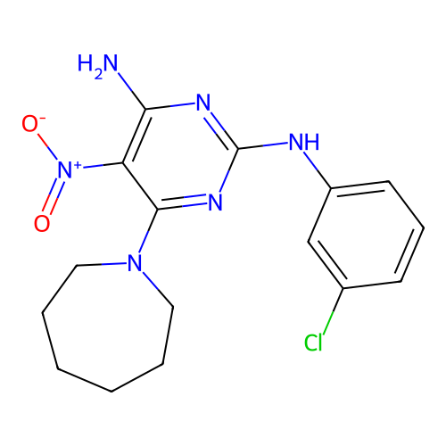 6-(azepan-1-yl)-N~2~-(3-chlorophenyl)-5-nitropyrimidine-2,4-diamine structure