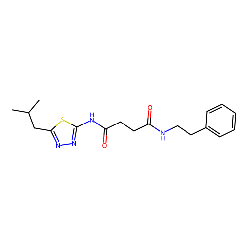 N1-(5-isobutyl-1,3,4-thiadiazol-2-yl)-N4-phenethylsuccinamide structure