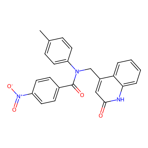 N-(4-methylphenyl)-4-nitro-N-[(2-oxo-1,2-dihydroquinolin-4-yl)methyl]benzamide structure