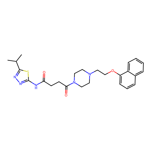 4-[4-(2-naphthalen-1-yloxyethyl)piperazin-1-yl]-4-oxo-N-(5-propan-2-yl-1,3,4-thiadiazol-2-yl)butanamide structure