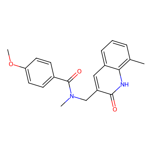 4-methoxy-N-methyl-N-[(8-methyl-2-oxo-1H-quinolin-3-yl)methyl]benzamide structure