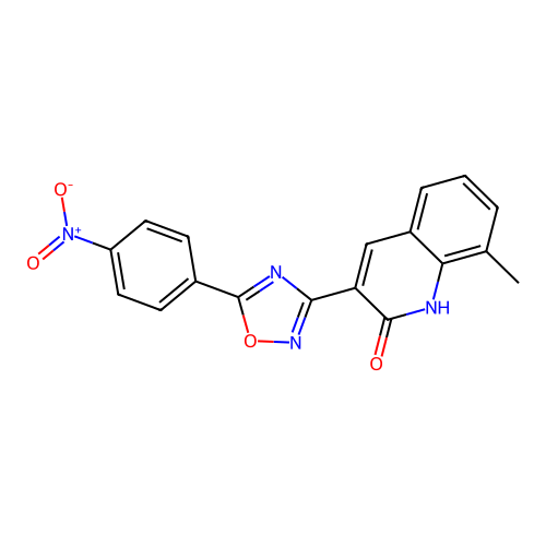 8-Methyl-3-(5-(4-nitrophenyl)-1,2,4-oxadiazol-3-yl)quinolin-2-ol structure
