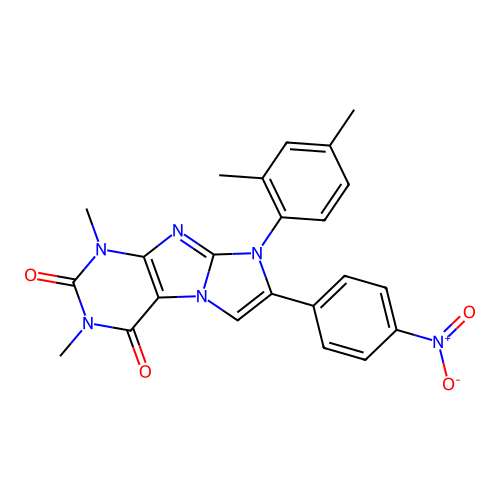 8-(2,4-dimethylphenyl)-1,3-dimethyl-7-(4-nitrophenyl)-1H-imidazo[2,1-f]purine-2,4(3H,8H)-dione structure