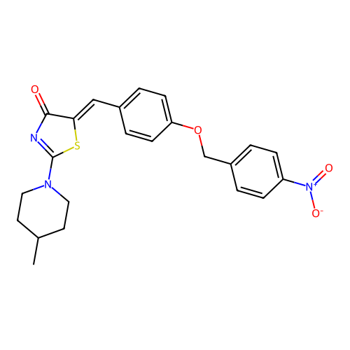 (Z)-2-(4-methylpiperidin-1-yl)-5-(4-((4-nitrobenzyl)oxy)benzylidene)thiazol-4(5H)-one structure