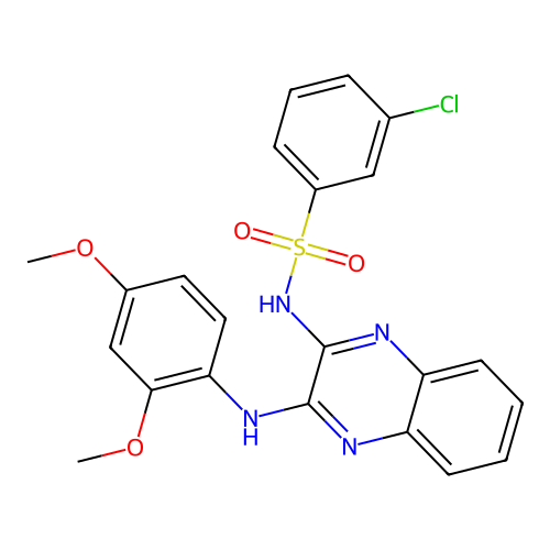 3-chloro-N-{3-[(2,4-dimethoxyphenyl)amino]quinoxalin-2-yl}benzenesulfonamide structure