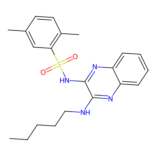 2,5-dimethyl-N-(3-(pentylamino)quinoxalin-2-yl)benzenesulfonamide structure