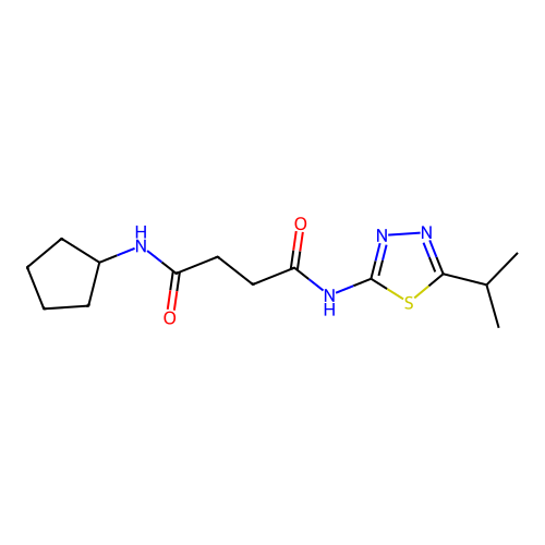 N1-cyclopentyl-N4-(5-isopropyl-1,3,4-thiadiazol-2-yl)succinamide structure