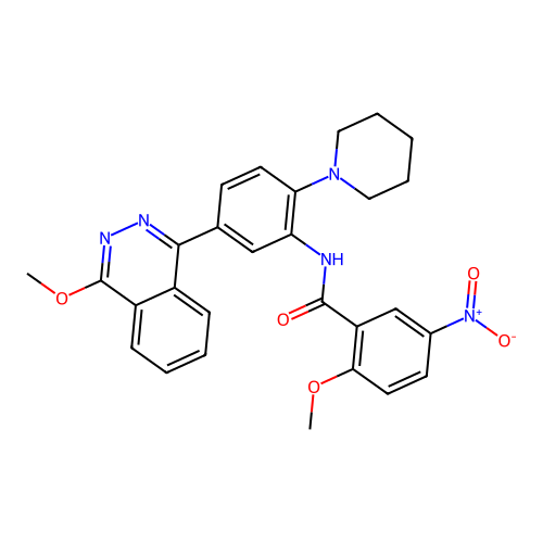 2-methoxy-N-(5-(4-methoxyphthalazin-1-yl)-2-(piperidin-1-yl)phenyl)-5-nitrobenzamide structure