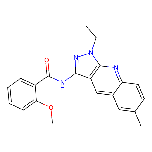 N-(1-ethyl-6-methylpyrazolo[3,4-b]quinolin-3-yl)-2-methoxybenzamide structure