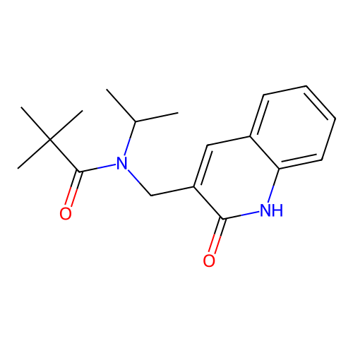 2,2-dimethyl-N-[(2-oxo-1H-quinolin-3-yl)methyl]-N-propan-2-ylpropanamide structure
