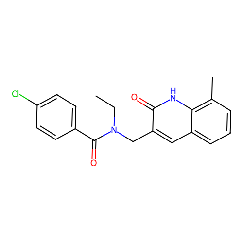 4-chloro-N-ethyl-N-[(8-methyl-2-oxo-1,2-dihydroquinolin-3-yl)methyl]benzamide structure