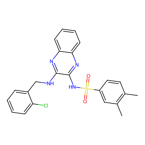N-(3-((2-chlorobenzyl)amino)quinoxalin-2-yl)-3,4-dimethylbenzenesulfonamide structure