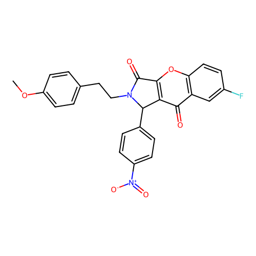 7-fluoro-2-(4-methoxyphenethyl)-1-(4-nitrophenyl)-1,2-dihydrochromeno[2,3-c]pyrrole-3,9-dione structure