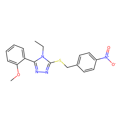 4-ethyl-3-(2-methoxyphenyl)-5-[(4-nitrobenzyl)sulfanyl]-4H-1,2,4-triazole structure