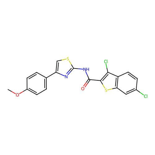3,6-dichloro-N-[4-(4-methoxyphenyl)-1,3-thiazol-2-yl]-1-benzothiophene-2-carboxamide structure