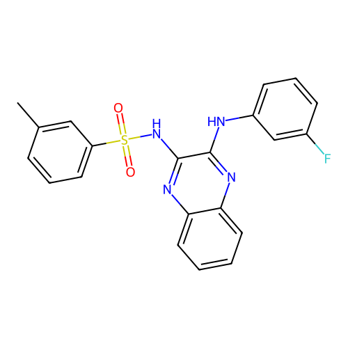N-(3-((3-fluorophenyl)amino)quinoxalin-2-yl)-3-methylbenzenesulfonamide structure