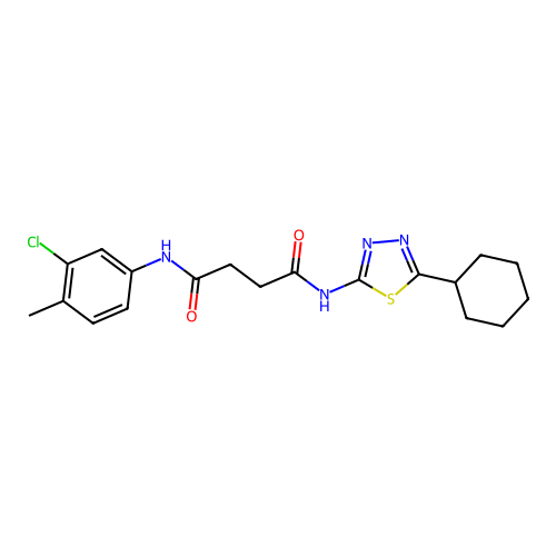 N-(3-chloro-4-methylphenyl)-N'-(5-cyclohexyl-1,3,4-thiadiazol-2-yl)butanediamide structure