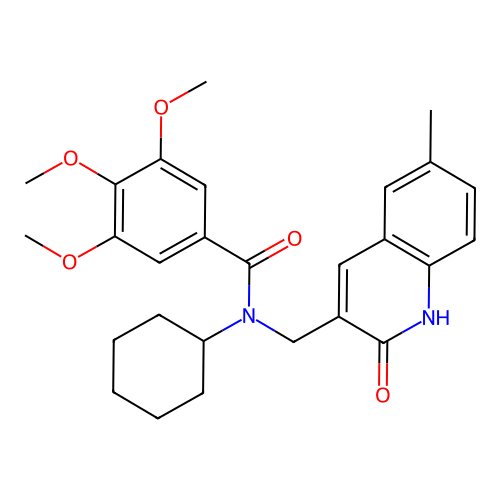 N-cyclohexyl-3,4,5-trimethoxy-N-[(6-methyl-2-oxo-1H-quinolin-3-yl)methyl]benzamide structure