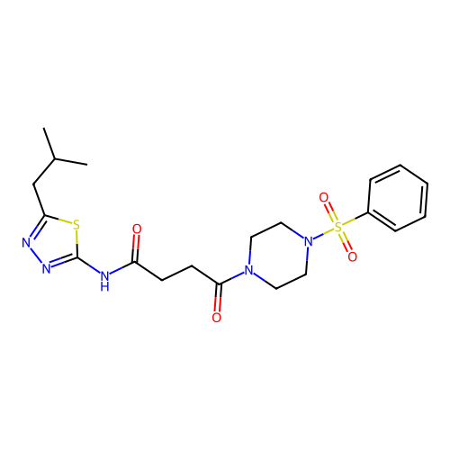 N-(5-isobutyl-1,3,4-thiadiazol-2-yl)-4-oxo-4-(4-(phenylsulfonyl)piperazin-1-yl)butanamide structure